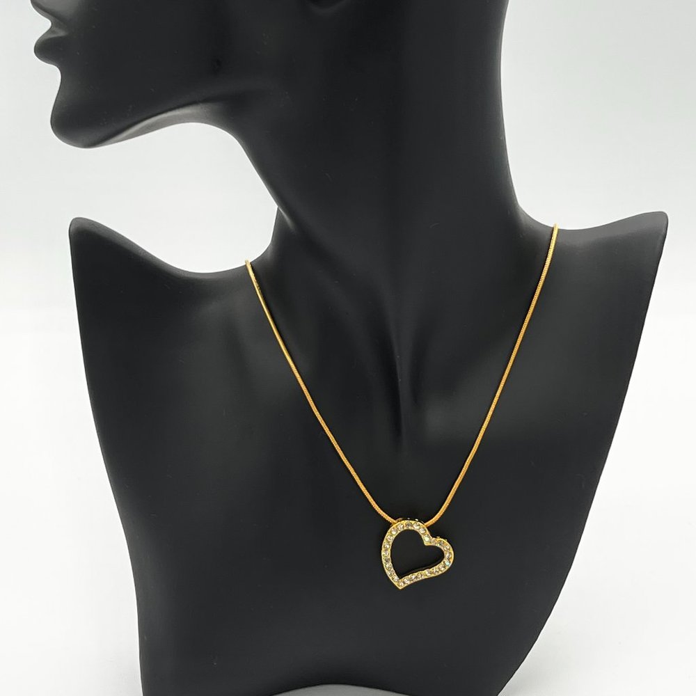 Swarovski Crystal Elements Open Heart Necklace on a Gold Toned Necklace